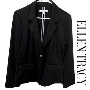 ELLEN TRACY Inverted Notched Lapel Blazer/Jacket Single Button Closure Sz M